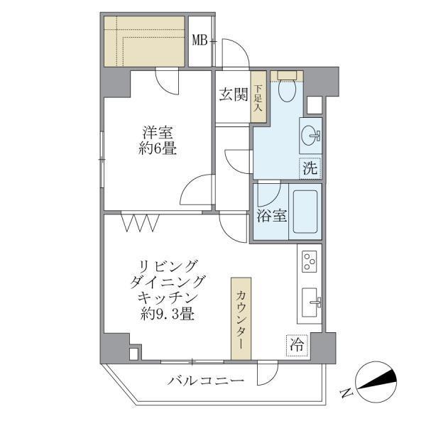 KDXレジデンス文京湯島(1LDK/11階)の間取り写真
