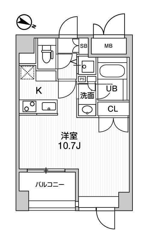 東神田テラスレジデンス(ワンルーム/11階)の間取り写真