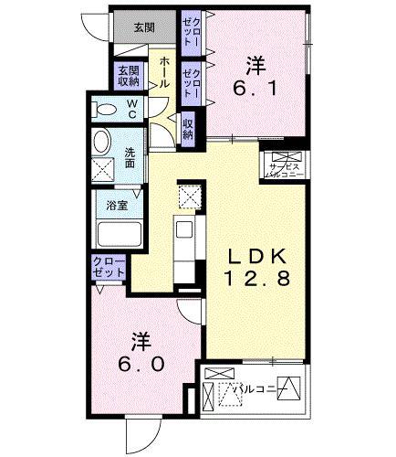 ファイン(2LDK/1階)の間取り写真