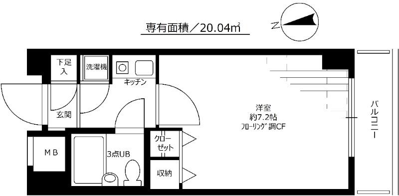 セルベコート鷺宮(1K/3階)の間取り写真