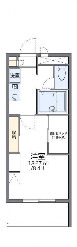 レオパレス駒場東大前(1K/2階)の間取り写真