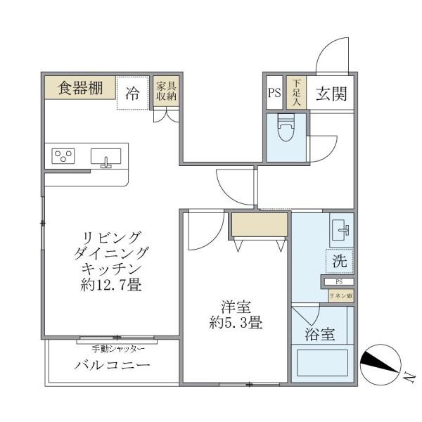 THE SHINAGAWA イースト RESIDENCE(1LDK/1階)の間取り写真