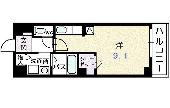 チェリーSK(ワンルーム/2階)の間取り写真