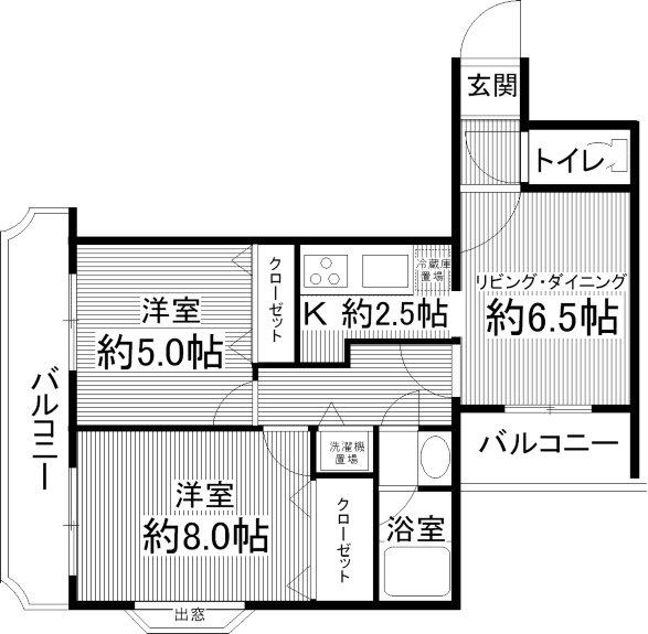 グランバリュー羽田(2LDK/5階)の間取り写真