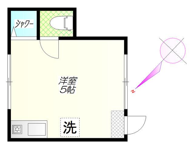 鈴大アパート(ワンルーム/1階)の間取り写真